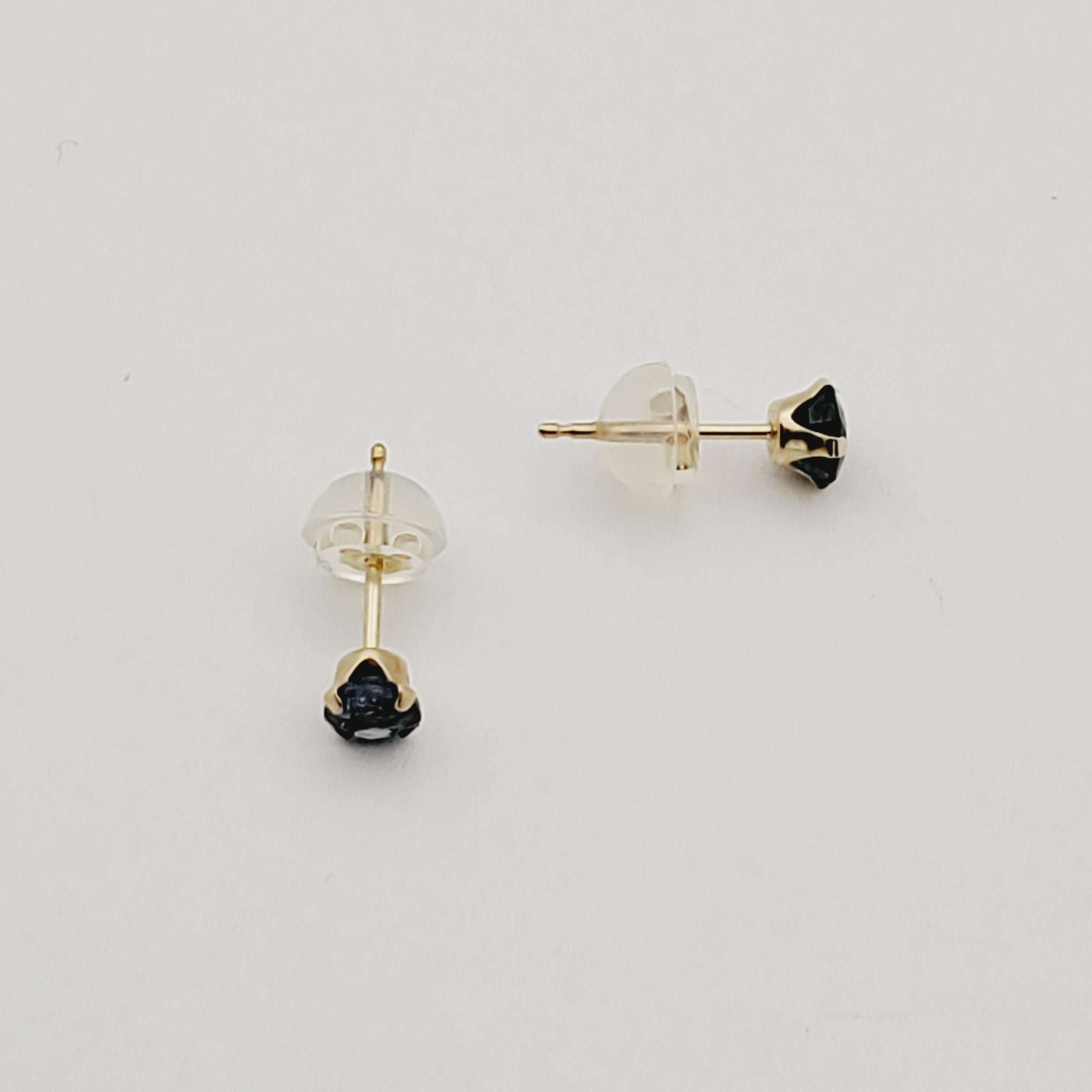 14K Gold Blue Sapphire Stud Earrings, 14K Yellow Gold Natural Blue Sapphire 3.5-4mm Stud Earrings, September Birthstone, Gemstone Earrings