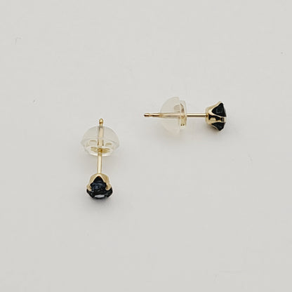 14K Gold Blue Sapphire Stud Earrings, 14K Yellow Gold Natural Blue Sapphire 3.5-4mm Stud Earrings, September Birthstone, Gemstone Earrings
