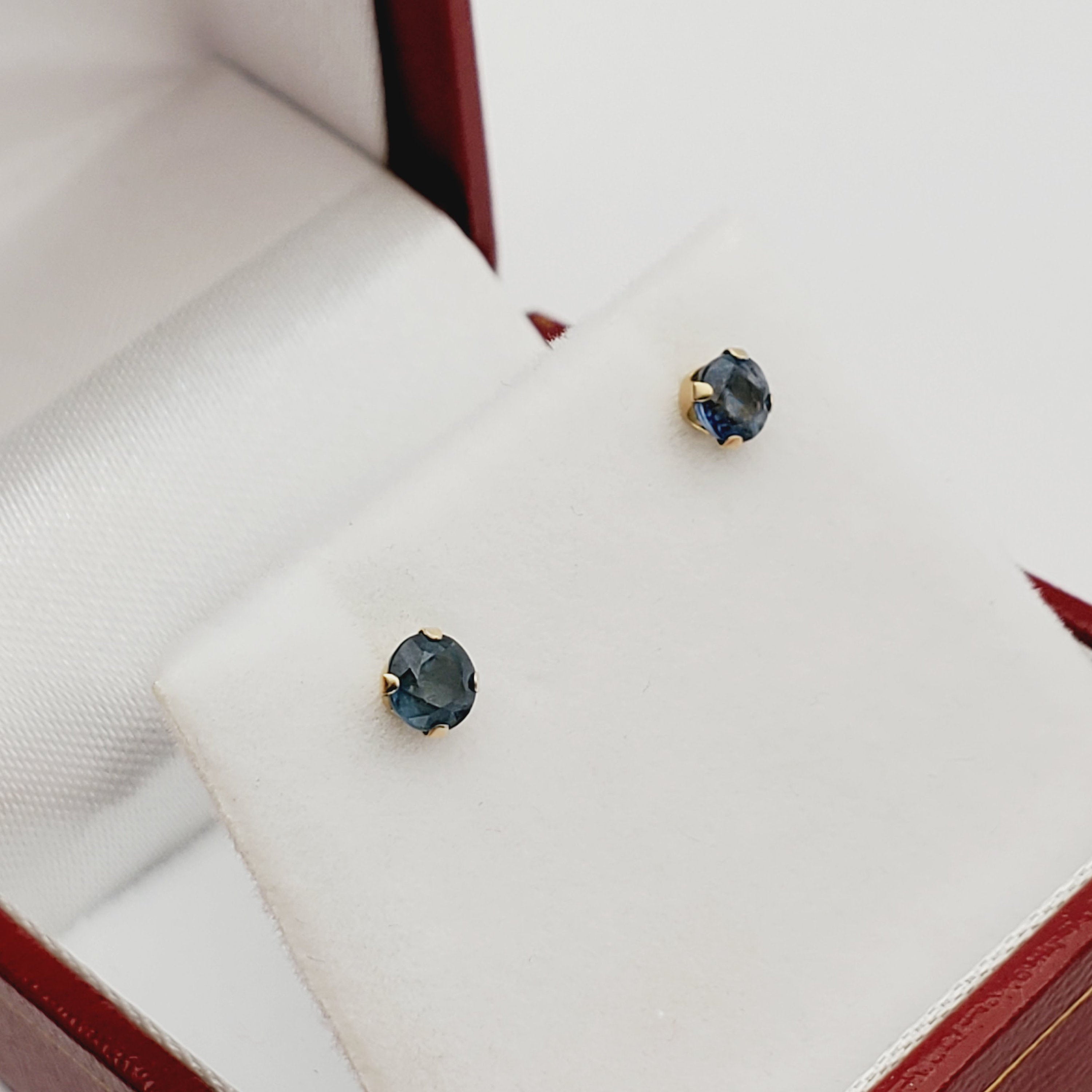 14K Gold Blue Sapphire Stud Earrings, 14K Yellow Gold Natural Blue Sapphire 3.5-4mm Stud Earrings, September Birthstone, Gemstone Earrings