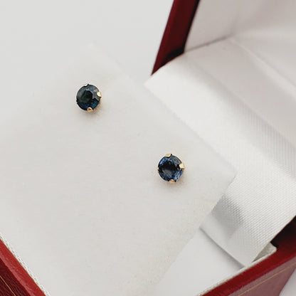 14K Gold Blue Sapphire Stud Earrings, 14K Yellow Gold Natural Blue Sapphire 3.5-4mm Stud Earrings, September Birthstone, Gemstone Earrings