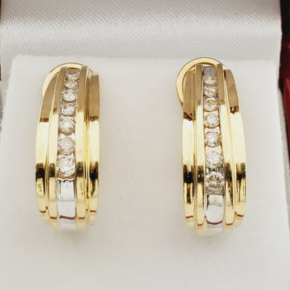 Gold Brilliant Natural Diamond Earrings, Bridal Diamond Earrings, 14K Yellow Gold Natural Diamond (1.0ct) Earrings