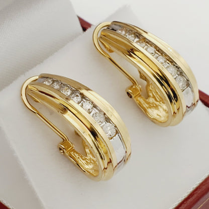 Gold Brilliant Natural Diamond Earrings, Bridal Diamond Earrings, 14K Yellow Gold Natural Diamond (1.0ct) Earrings