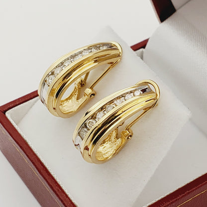 Gold Brilliant Natural Diamond Earrings, Bridal Diamond Earrings, 14K Yellow Gold Natural Diamond (1.0ct) Earrings