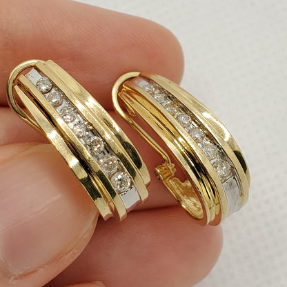 Gold Brilliant Natural Diamond Earrings, Bridal Diamond Earrings, 14K Yellow Gold Natural Diamond (1.0ct) Earrings
