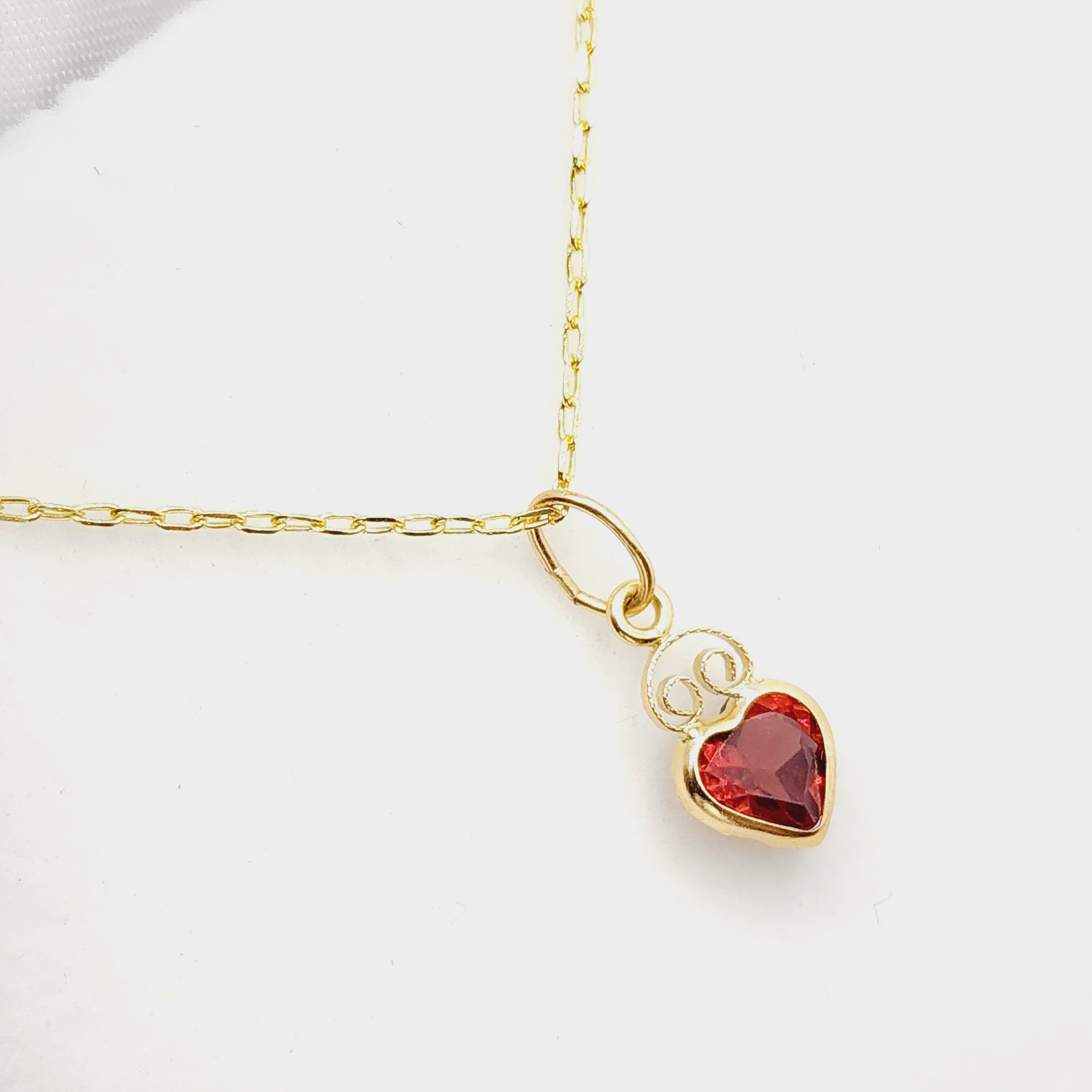 Gold Garnet Pendant Necklace, 14K Yellow Gold Genuine Heart Shape Garnet 5x5mm Pendant, January Birthstone, Valentine Gifts, Gemstone Charm