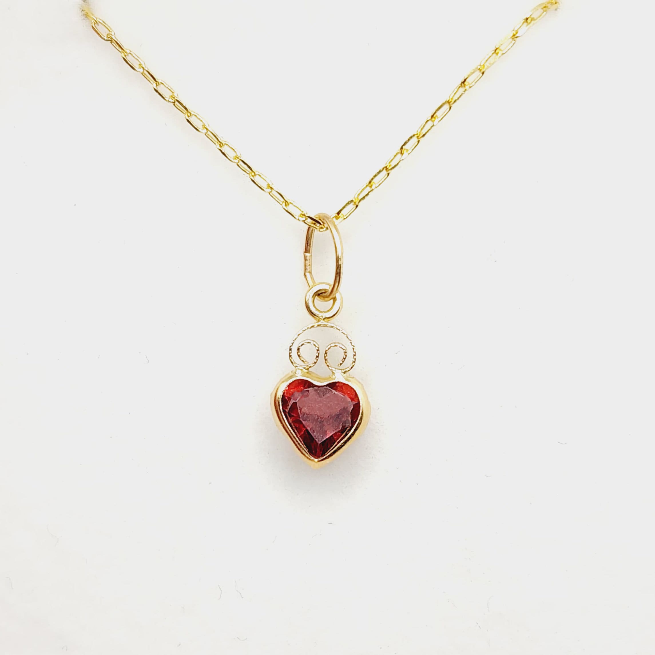Gold Garnet Pendant Necklace, 14K Yellow Gold Genuine Heart Shape Garnet 5x5mm Pendant, January Birthstone, Valentine Gifts, Gemstone Charm