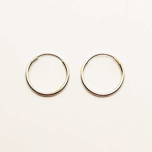 Gold Hoop Earrings, 10K White Gold Hoop 10mm Earrings, Earrings For Her, Circle Earrings, Small Hoops, Gift For Her