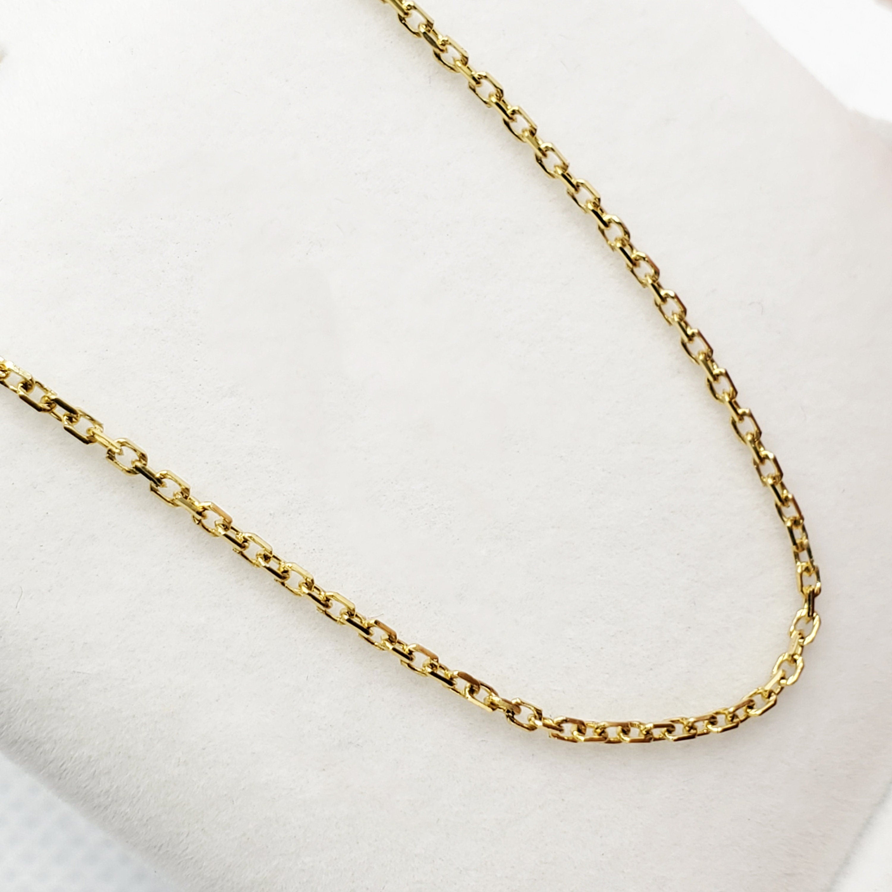 Gold Cable Link Chain Necklace, 10K Yellow Gold Cable 1.4mm Chain 18 inches, Solid Gold Link Chain Necklace, Dainty Chain for Unisex