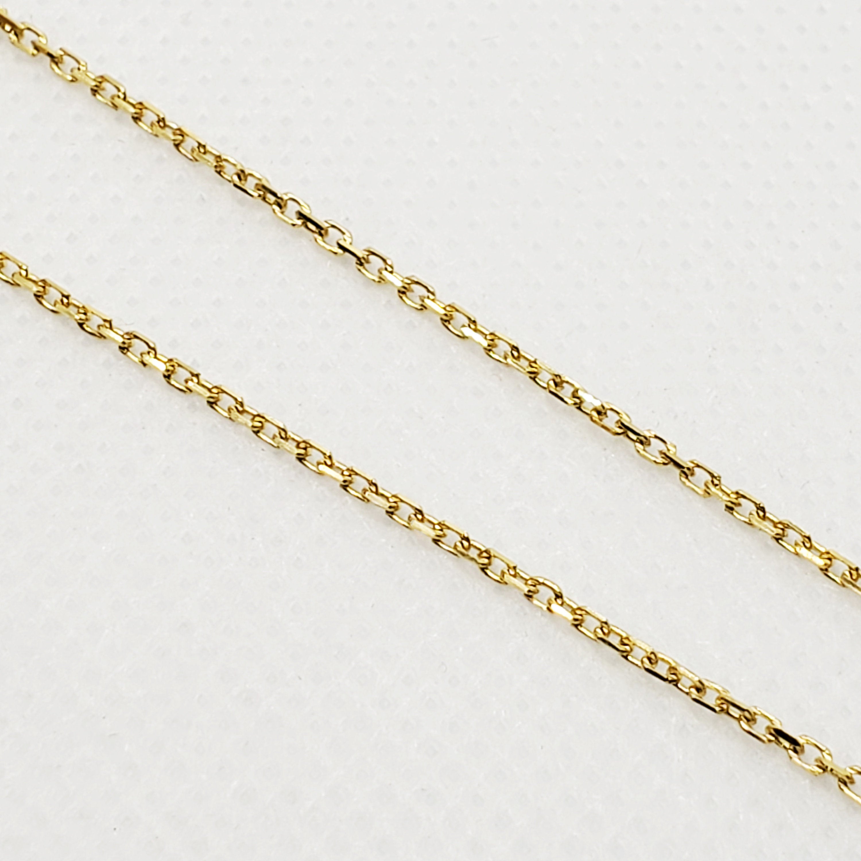 Gold Cable Link Chain Necklace, 10K Yellow Gold Cable 1.4mm Chain 18 inches, Solid Gold Link Chain Necklace, Dainty Chain for Unisex