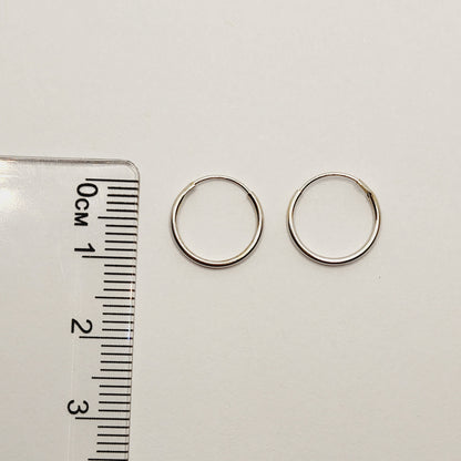 Gold Hoop Earrings, 10K White Gold Hoop 10mm Earrings, Earrings For Her, Circle Earrings, Small Hoops, Gift For Her