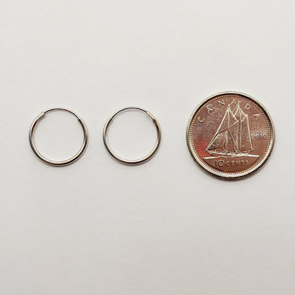Gold Hoop Earrings, 10K White Gold Hoop 10mm Earrings, Earrings For Her, Circle Earrings, Small Hoops, Gift For Her