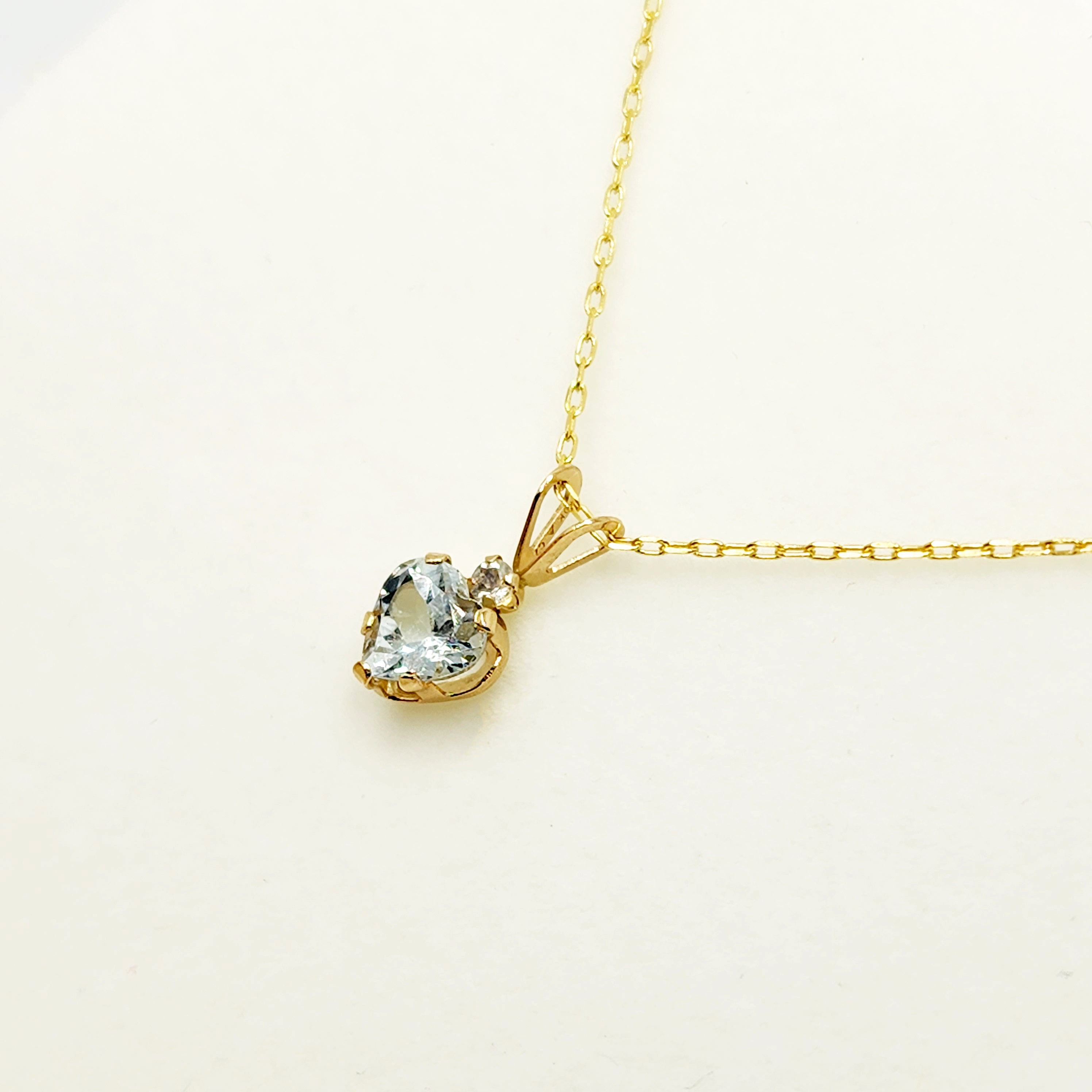 Gold Aquamarine Pendant Necklace, 10K Yellow Gold Genuine  Heart Shaped Genuine Aquamarine 6mm Pendant, March Birthstone, Handmade Pendant