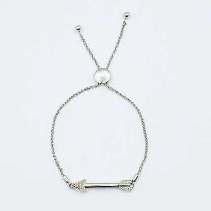 Diamond Bracelet | 925 Silver Bolo Style Bracelet with Diamonds 0.03ct