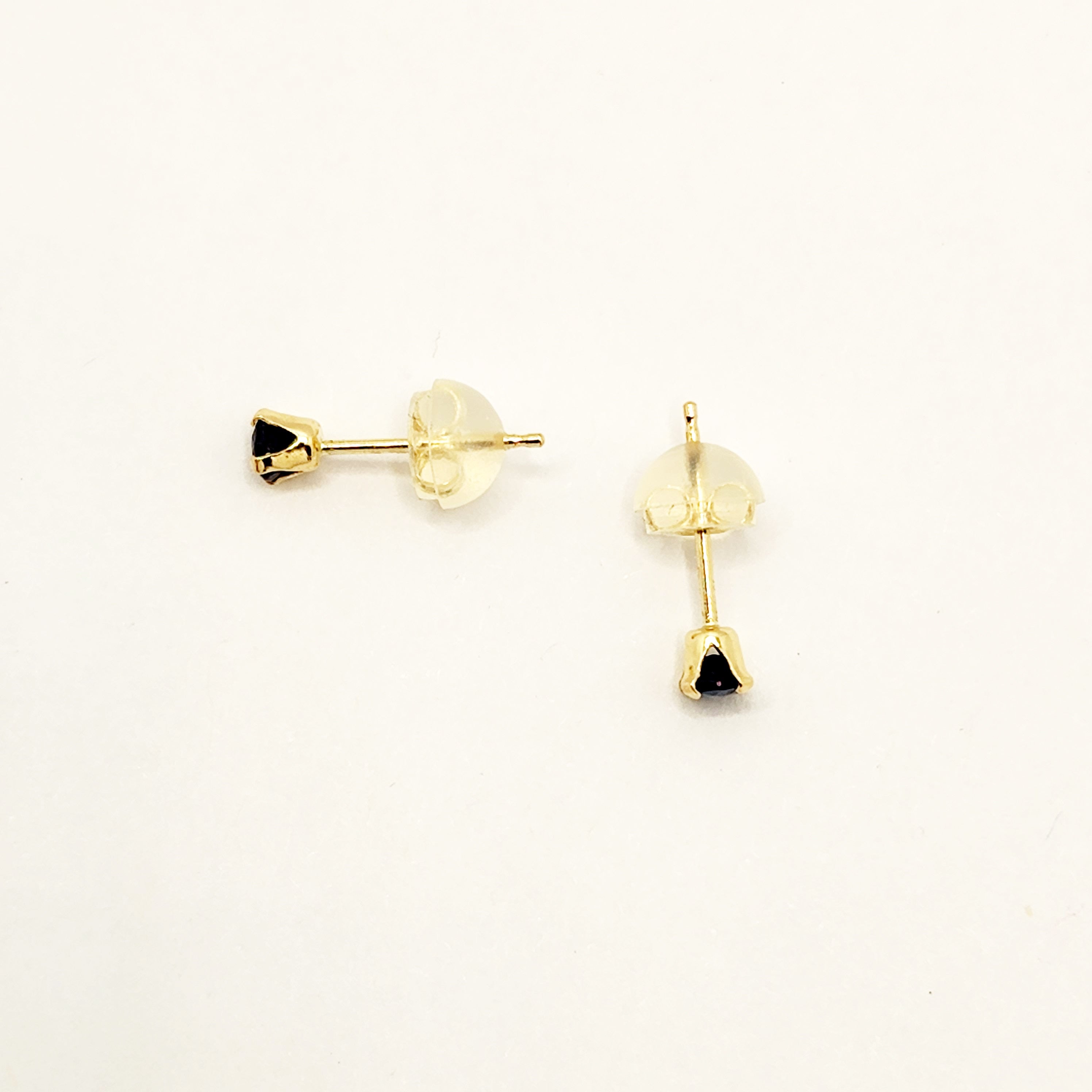 Gold Blue Sapphire Earrings, 14K Yellow Gold Natural Blue Sapphire 3.5mm Stud Earrings, September Birthstone