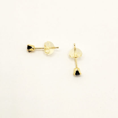 Gold Blue Sapphire Earrings, 14K Yellow Gold Natural Blue Sapphire 3.5mm Stud Earrings, September Birthstone