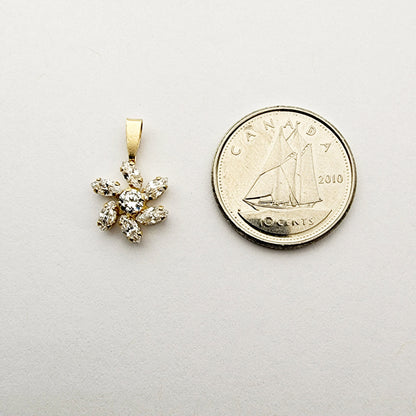 Sparkling CZ Starburst 10KT Gold Pendant, Cubic Zirconia Pendant, Shimmering Jewelry, Dazzling Starburst Design Pendant Elegant Accessories
