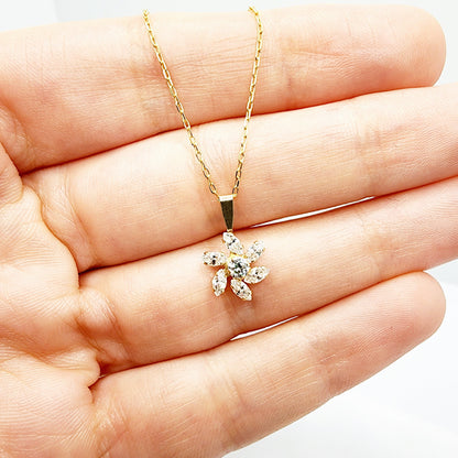 Sparkling CZ Starburst 10KT Gold Pendant, Cubic Zirconia Pendant, Shimmering Jewelry, Dazzling Starburst Design Pendant Elegant Accessories