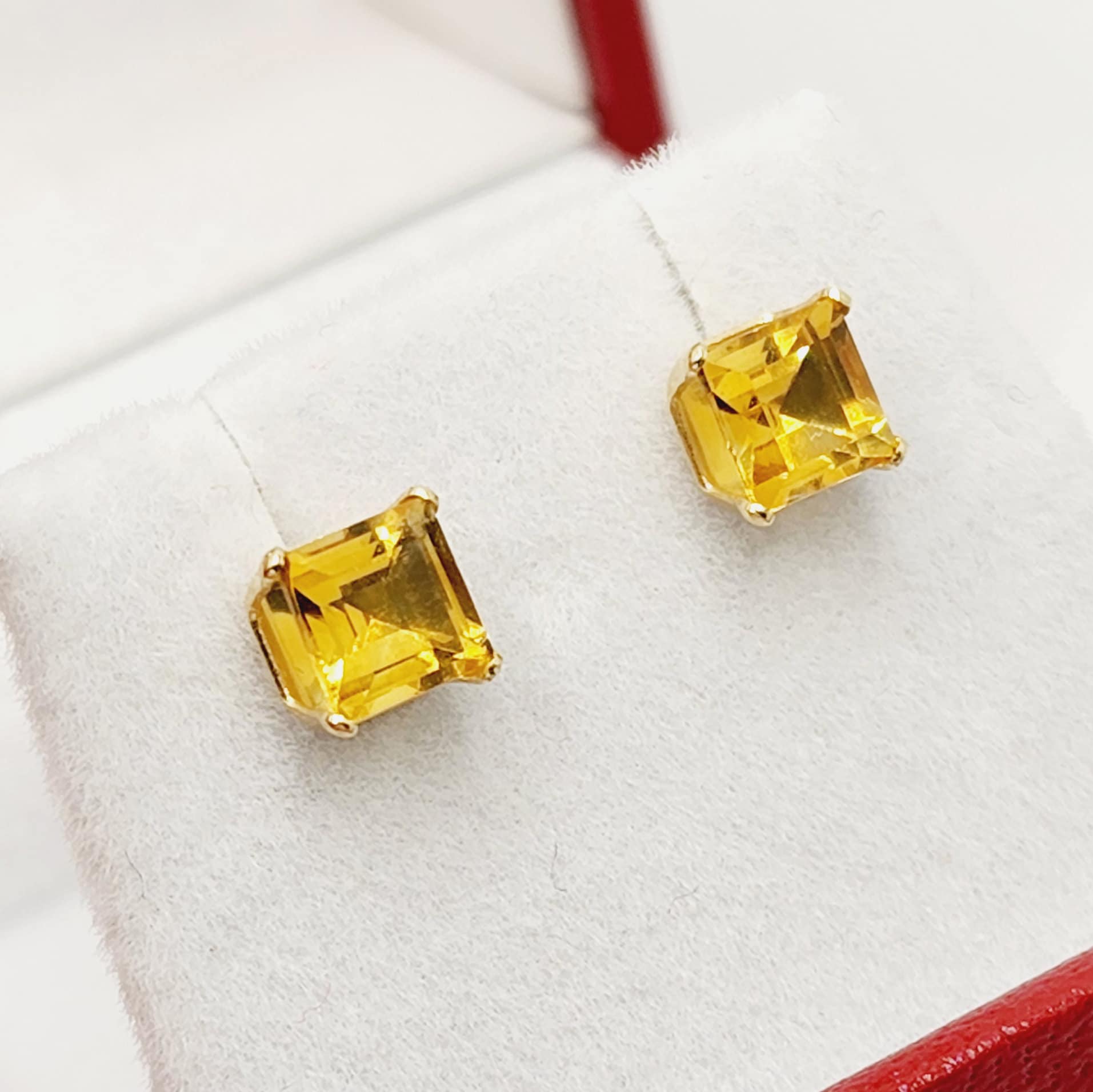 Gold Citrine Stud Earrings, 14K Yellow Gold Genuine Citrine 5x5mm Stud Earrings, November Birthstone, Gift For Her