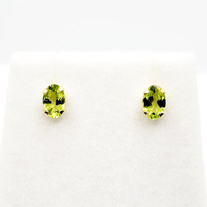 Gold Peridot Stud Earrings, 10K Yellow Gold Peridot 6x4mm Stud Earrings, August Birthstone, Birthday Gift, Gift For Her, Presents for Mom