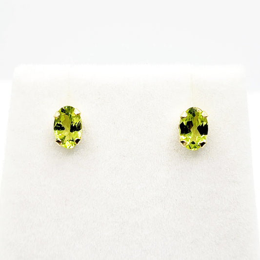 Gold Peridot Stud Earrings, 10K Yellow Gold Peridot 6x4mm Stud Earrings, August Birthstone, Birthday Gift, Gift For Her, Presents for Mom