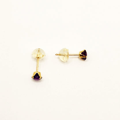 Amethyst Earrings | 10K Yellow Gold Genuine Amethyst 4x4mm Stud Earrings