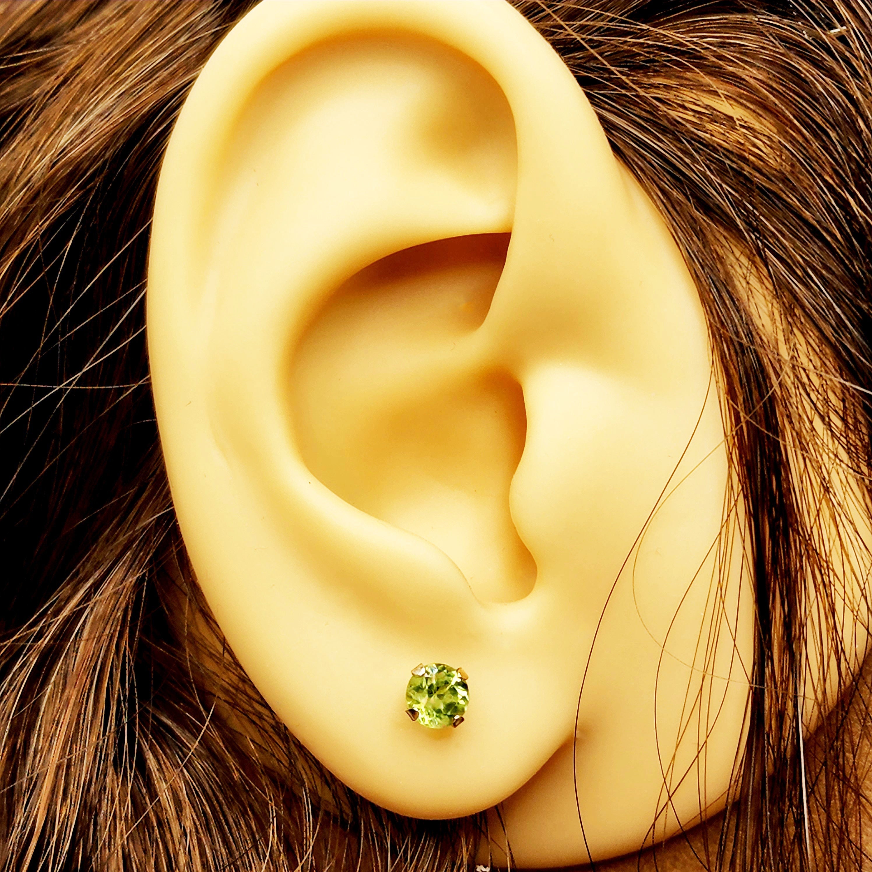 Gold Peridot Stud Earrings, 10K Yellow Gold Peridot 4x4mm Stud Earrings, August Birthstone, Peridot Jewelry, Gemstone Earrings For Her