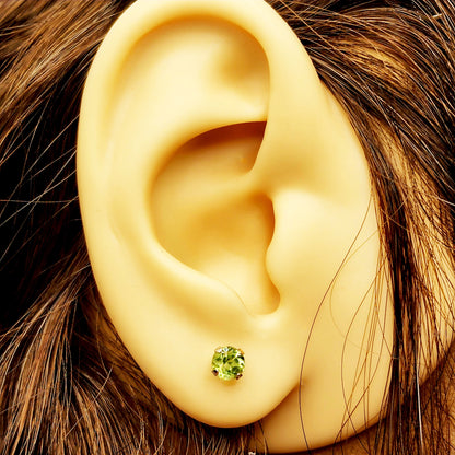 Gold Peridot Stud Earrings, 10K Yellow Gold Peridot 4x4mm Stud Earrings, August Birthstone, Peridot Jewelry, Gemstone Earrings For Her