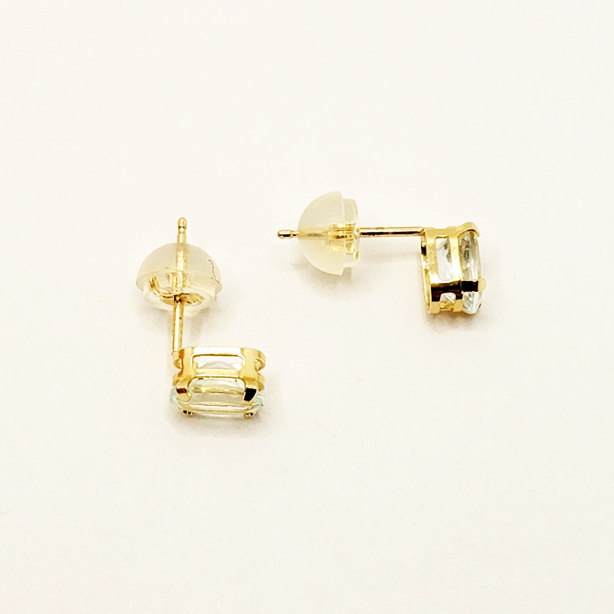 Gold Aquamarine Stud Earrings, 10K Yellow Gold Aquamarine 6x4mm Stud Earrings, March Birthstone, Earrings For Her