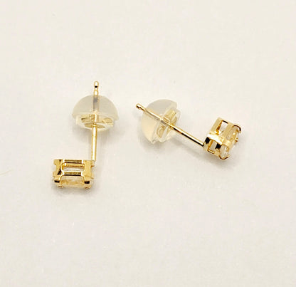 Gold Moonstone Stud Earrings, 10K Yellow Gold Genuine Moonstone 5x3mm Stud Earrings, Gift For Her
