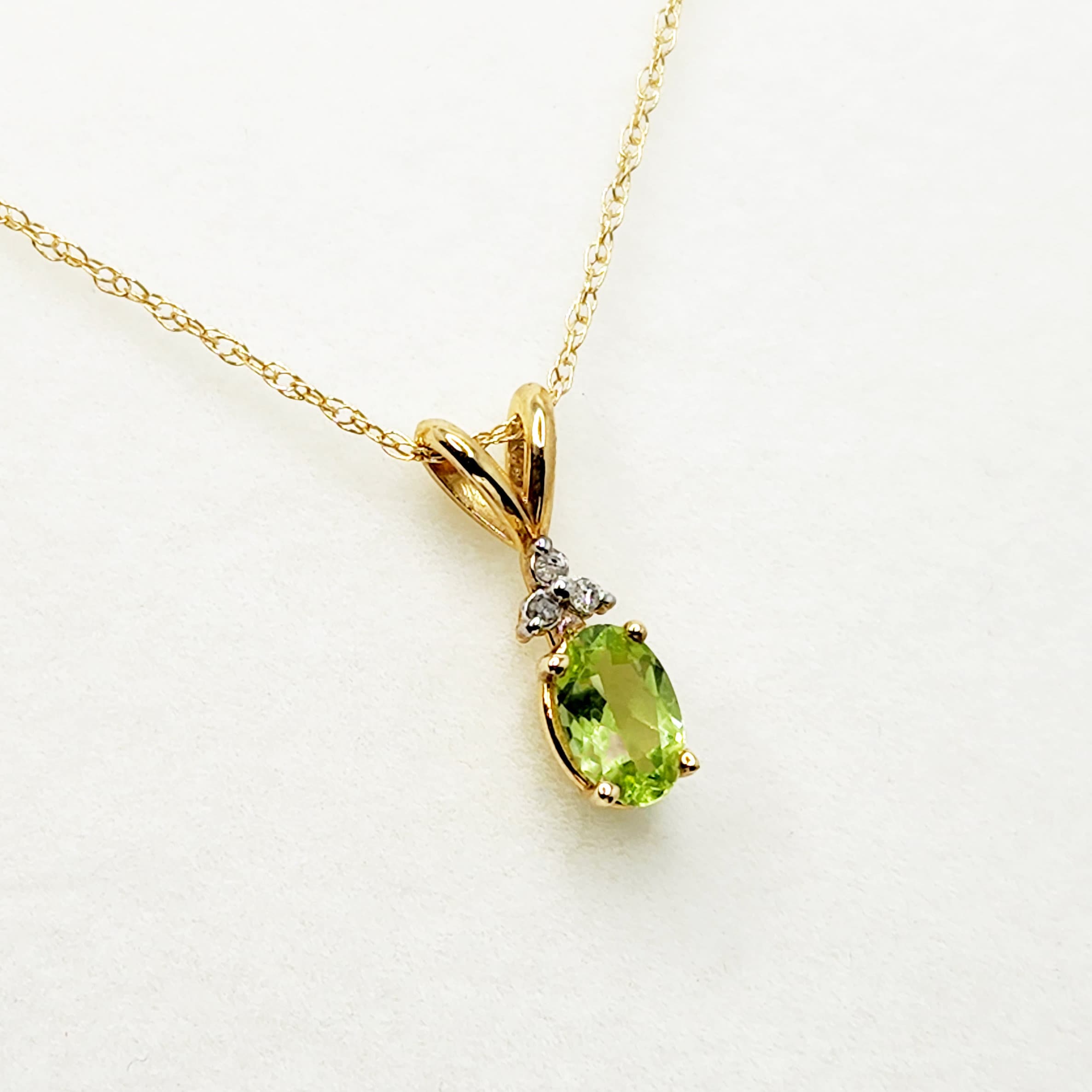 Peridot Pendant | 10K Yellow Gold Peridot 6x4mm Pendant | Gold Peridot Necklace | August Birthstone Necklace | Gift for her