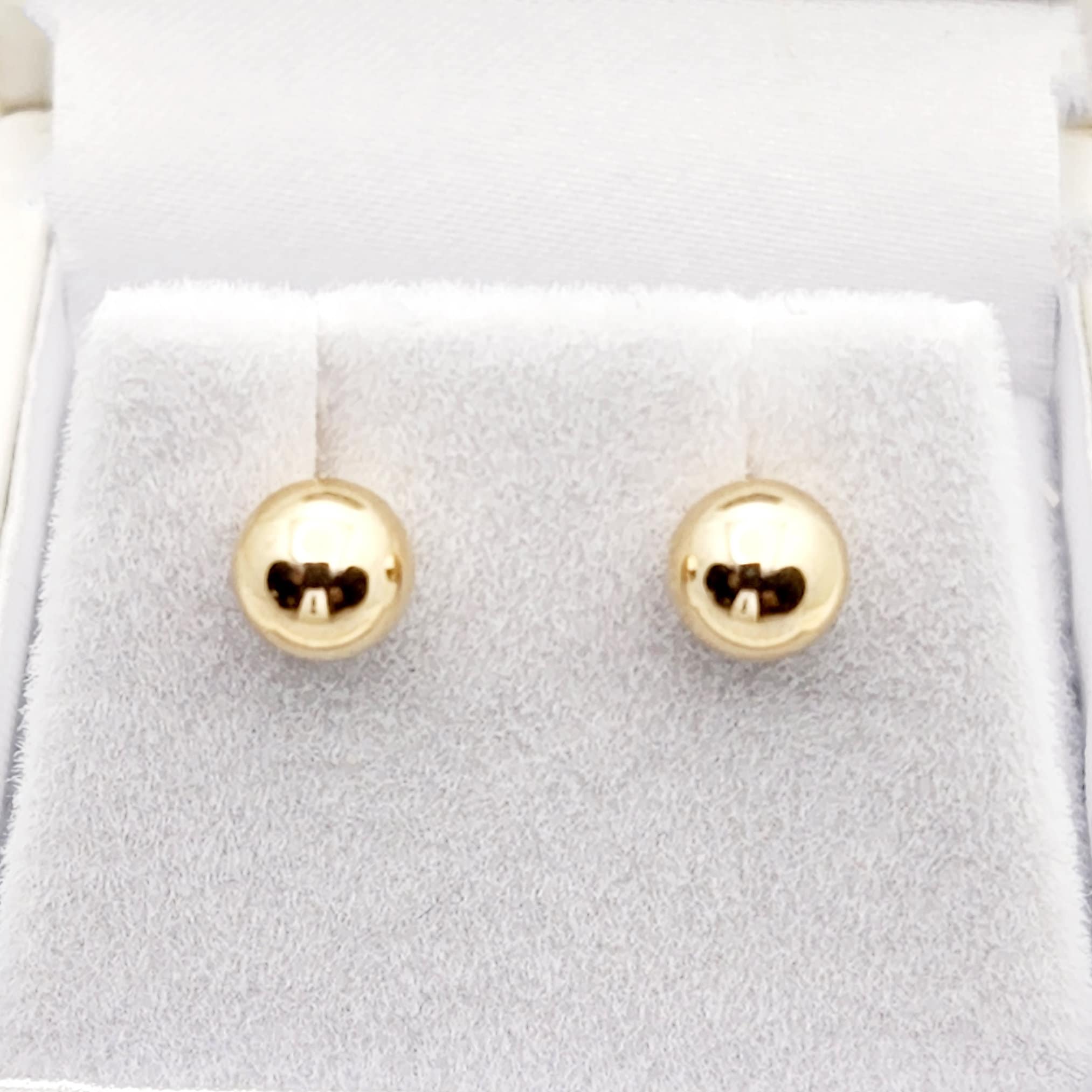 Gold Ball Stud Earrings , 14K Yellow Gold Ball 6mm Stud Earrings, Earrings For Women, Dainty Gold Push Back Studs Woman