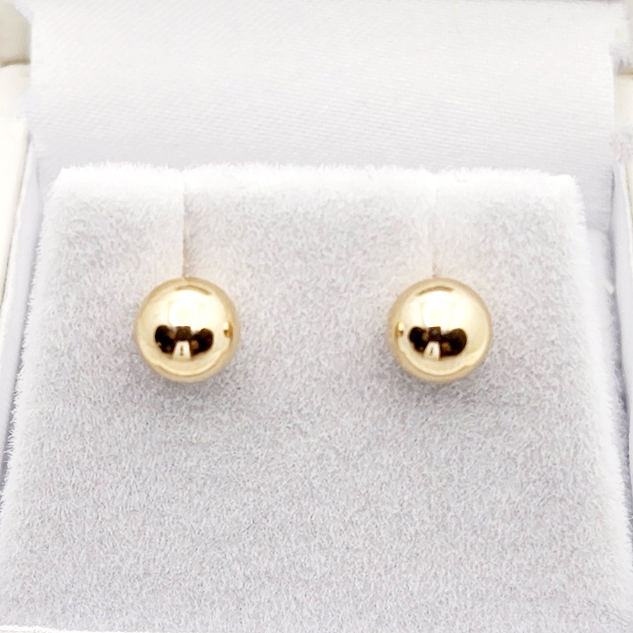 10K Gold Ball Stud Earrings, 6mm Minimalist Earrings