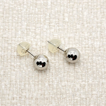 Gold Ball Stud Earrings , 10K White and Yellow Gold Ball 6mm Stud Earrings, Earrings For Women, Dainty Gold Push Back Studs Woman