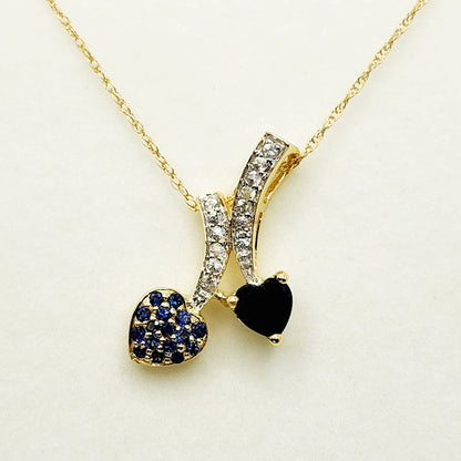 Gold Blue Sapphire Pendant | 10K Yellow Gold Natural Blue Sapphire 0.70ct with White Sapphire 0.32ct Pendant | Sapphire Necklace