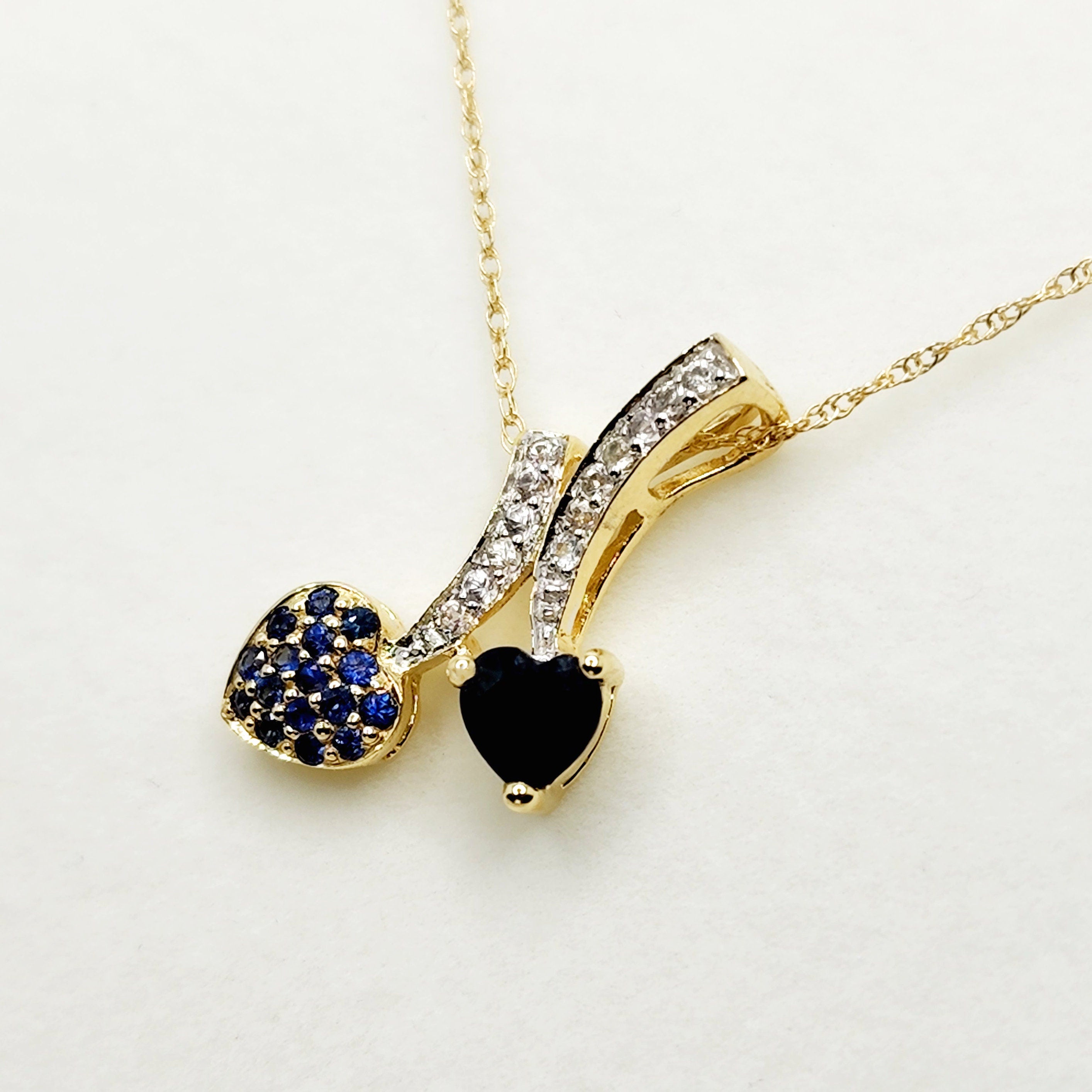 Gold Blue Sapphire Pendant | 10K Yellow Gold Natural Blue Sapphire 0.70ct with White Sapphire 0.32ct Pendant | Sapphire Necklace