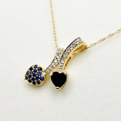 Gold Blue Sapphire Pendant | 10K Yellow Gold Natural Blue Sapphire 0.70ct with White Sapphire 0.32ct Pendant | Sapphire Necklace