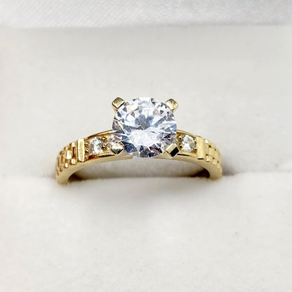 Gold Engagement Ring | 10K Yellow Gold Cubic Zirconia Set of Rings | Matching Ring Set