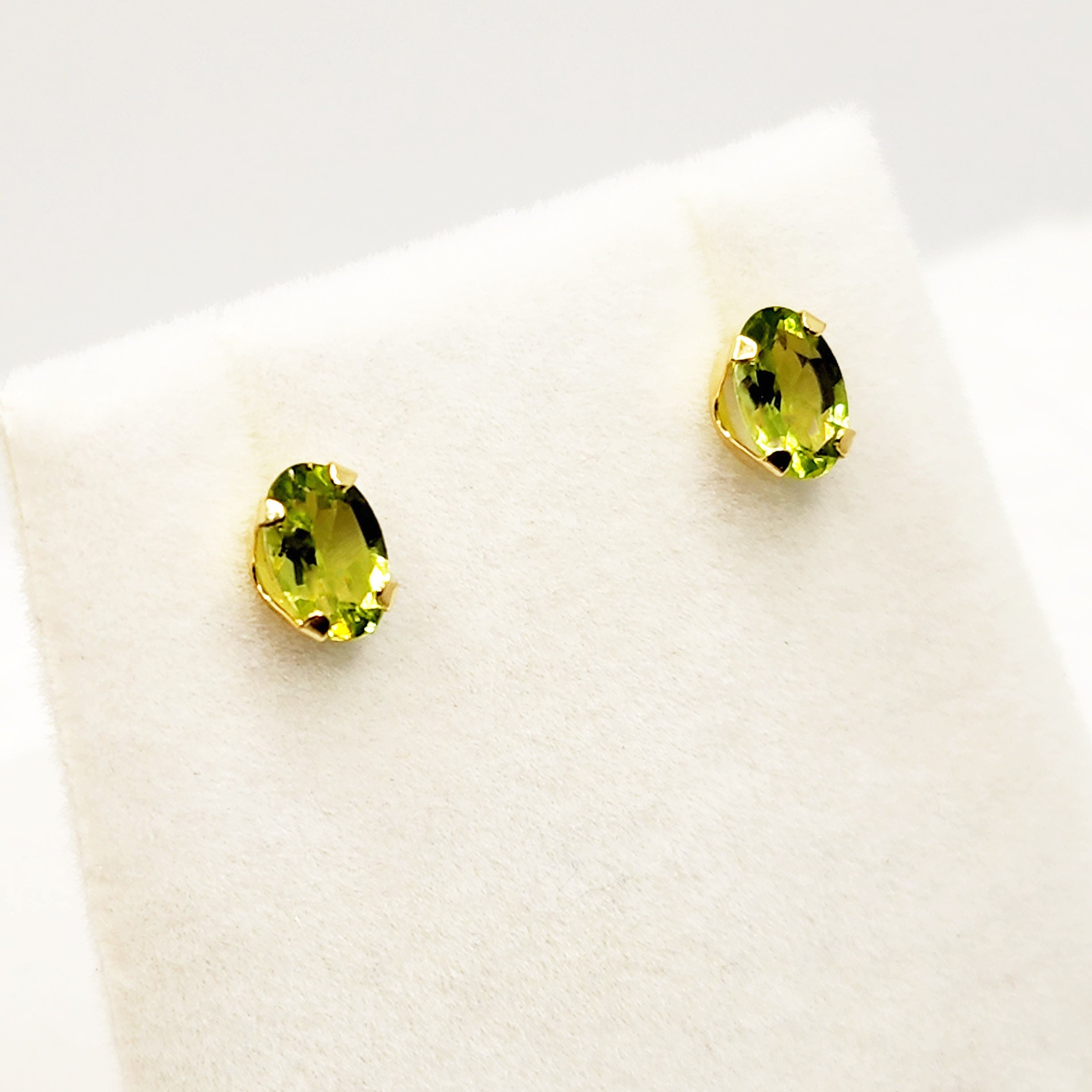Gold Peridot Stud Earrings, 10K Yellow Gold Peridot 6x4mm Stud Earrings, August Birthstone, Birthday Gift, Gift For Her, Presents for Mom