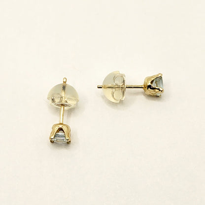 14K Yellow Gold Aquamarine 3x3mm Stud Earrings: March Birthstone