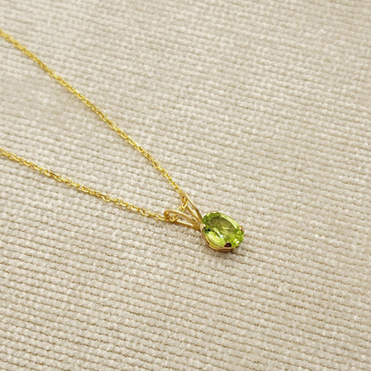 Gold Peridot Pendant Necklace, 10K Yellow Gold Peridot 6x4mm Pendant, August Birthstone, Green Gemstone, Handmade Pendant, Pendant For Women