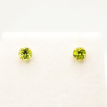 Gold Peridot Stud Earrings, 10K Yellow Gold Peridot 4x4mm Stud Earrings, August Birthstone, Peridot Jewelry, Gemstone Earrings For Her