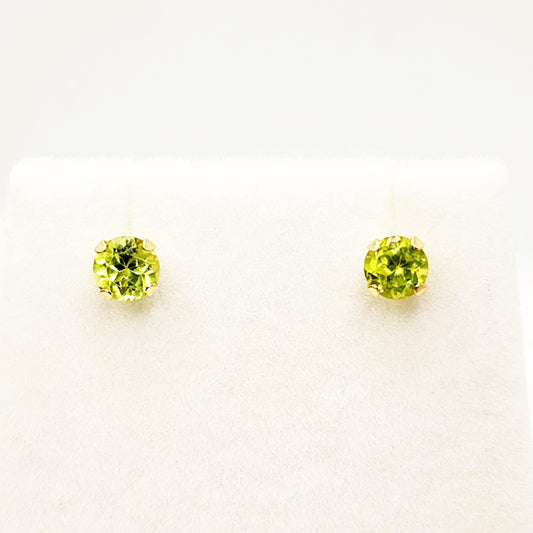 Gold Peridot Stud Earrings, 10K Yellow Gold Peridot 4x4mm Stud Earrings, August Birthstone, Peridot Jewelry, Gemstone Earrings For Her