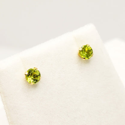 Gold Peridot Stud Earrings, 10K Yellow Gold Peridot 4x4mm Stud Earrings, August Birthstone, Peridot Jewelry, Gemstone Earrings For Her
