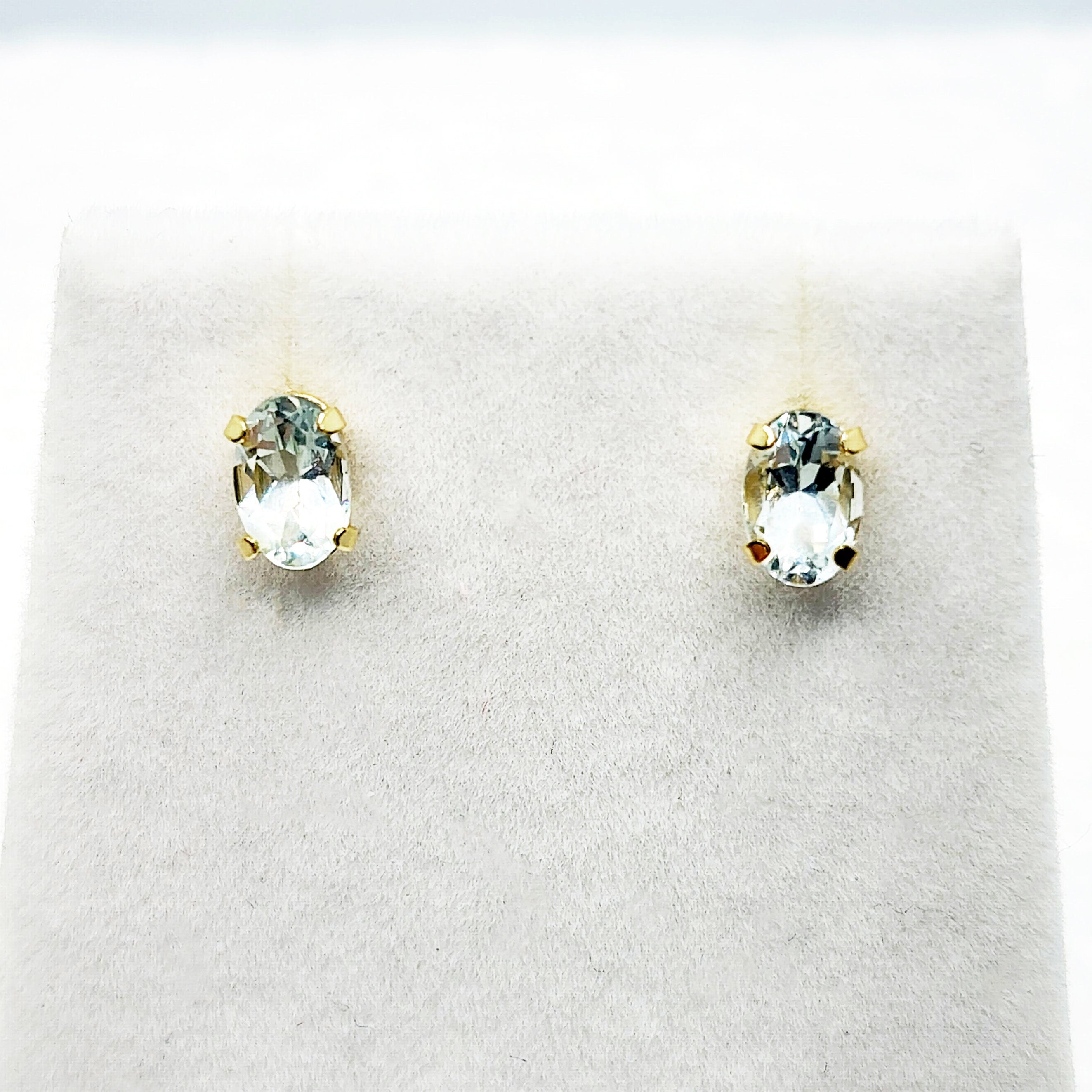 Gold Aquamarine Stud Earrings, 10K Yellow Gold Aquamarine 6x4mm Stud Earrings, March Birthstone, Earrings For Her