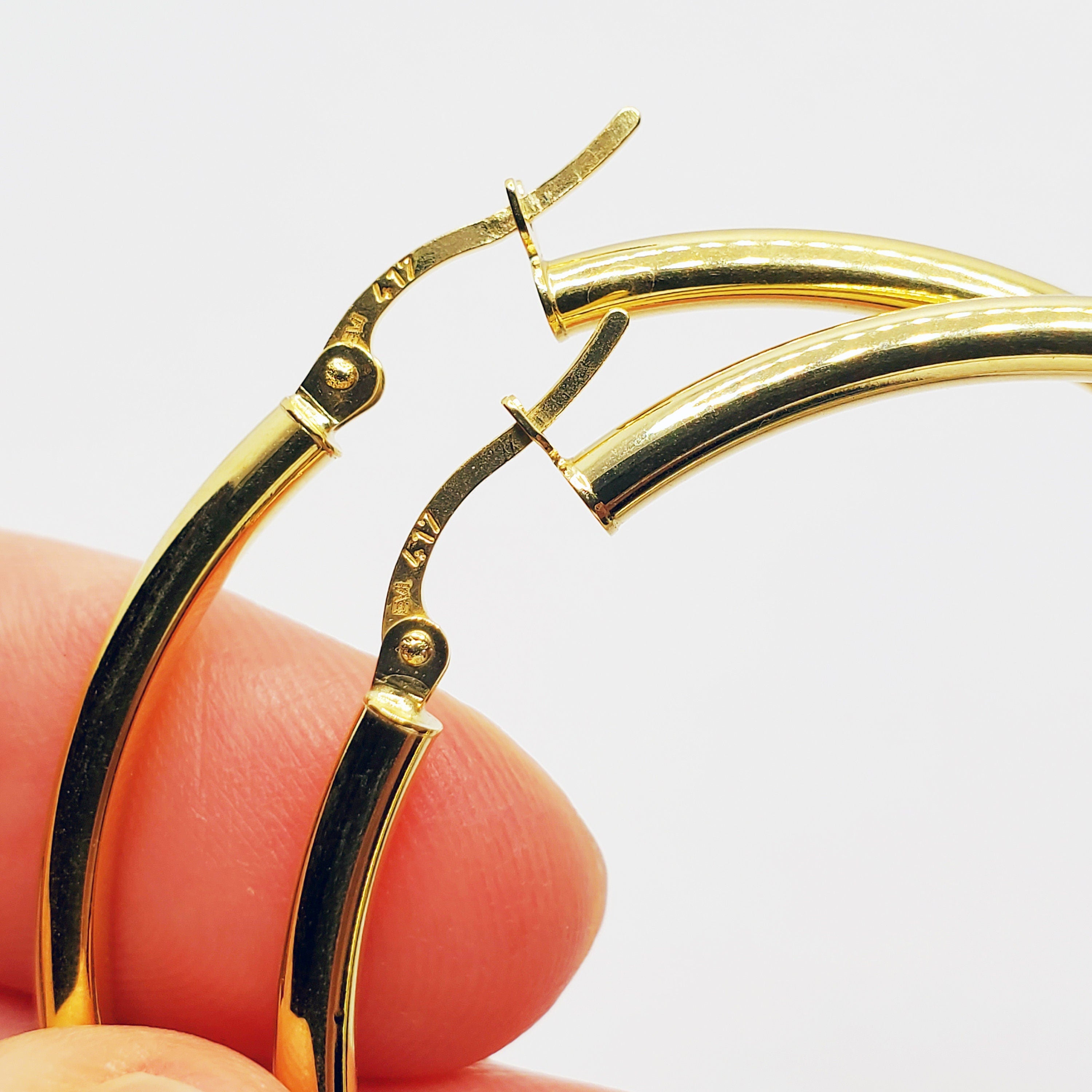 10K Yellow Gold Hoop Earrings, Large Thin Circle Hoops