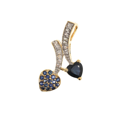 Gold Blue Sapphire Pendant | 10K Yellow Gold Natural Blue Sapphire 0.70ct with White Sapphire 0.32ct Pendant | Sapphire Necklace