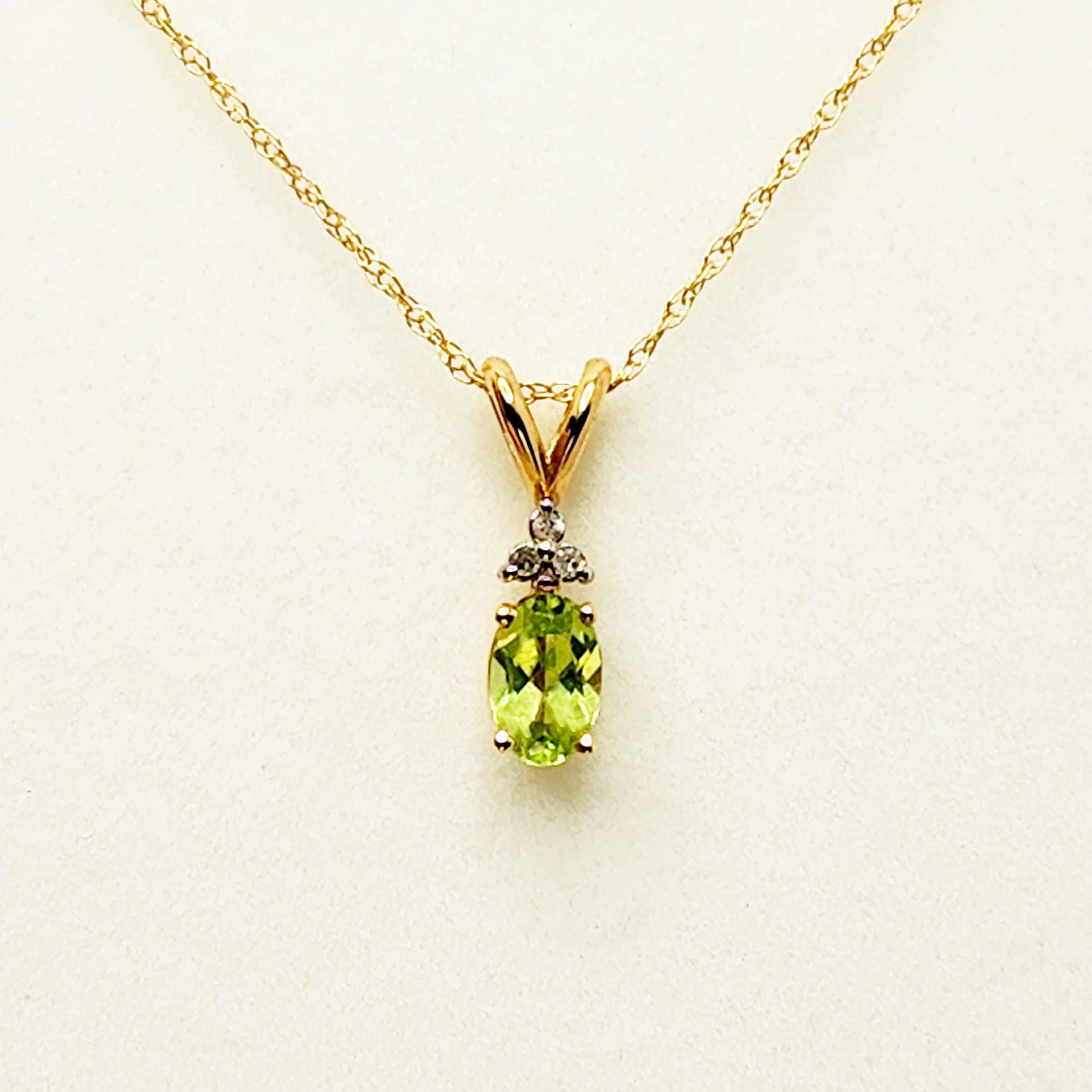 Peridot Pendant | 10K Yellow Gold Peridot 6x4mm Pendant | Gold Peridot Necklace | August Birthstone Necklace | Gift for her