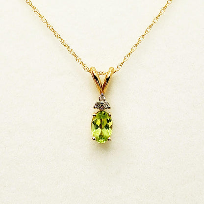 Peridot Pendant | 10K Yellow Gold Peridot 6x4mm Pendant | Gold Peridot Necklace | August Birthstone Necklace | Gift for her