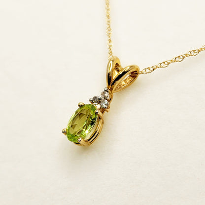 Peridot Pendant | 10K Yellow Gold Peridot 6x4mm Pendant | Gold Peridot Necklace | August Birthstone Necklace | Gift for her