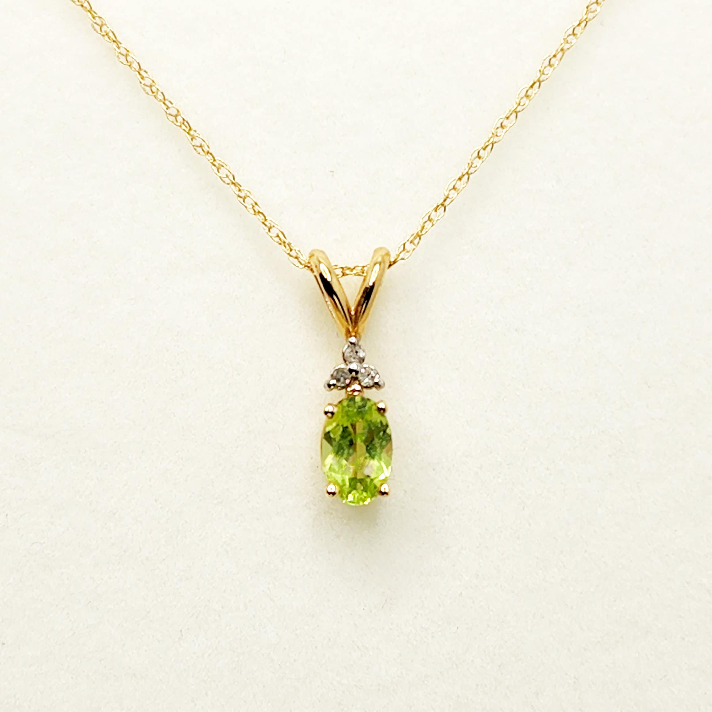 Peridot Pendant | 10K Yellow Gold Peridot 6x4mm Pendant | Gold Peridot Necklace | August Birthstone Necklace | Gift for her